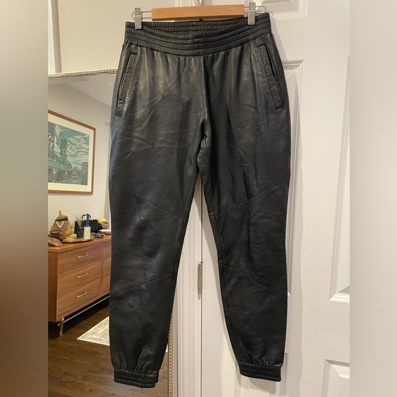Black Genuine Leather Jogger Pant - Picture 7 of 16